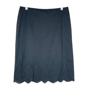Banana Republic eyelet lace trimmed knee length pencil skirt, black, size 2, EUC